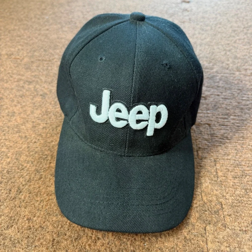 A+ Jeep Baseball Cap Mens Black Embroidered Logo Adjustable Hat One Size